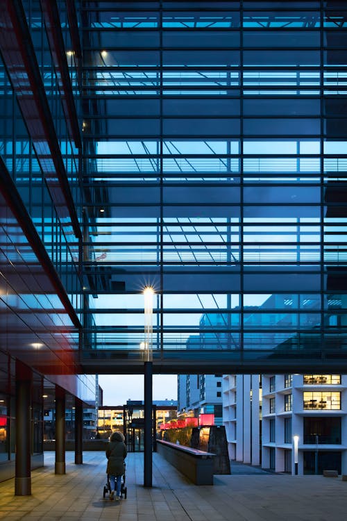 Modern Glass Building at Dusk 