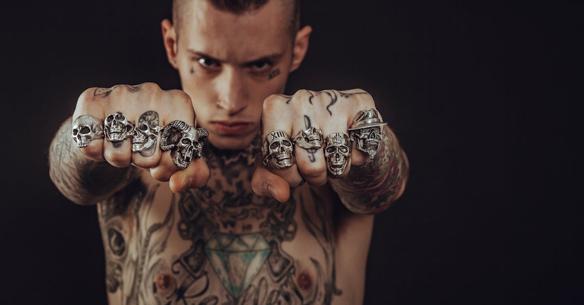 Man Wearing Silver Skull Ring