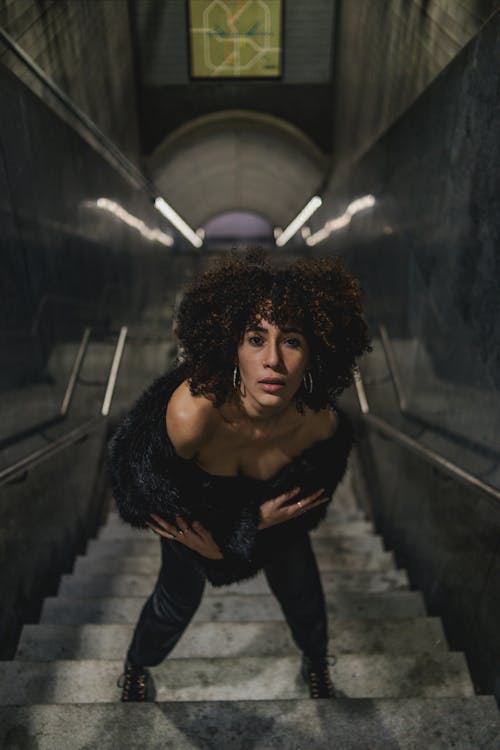 Woman Posing on the Steps 