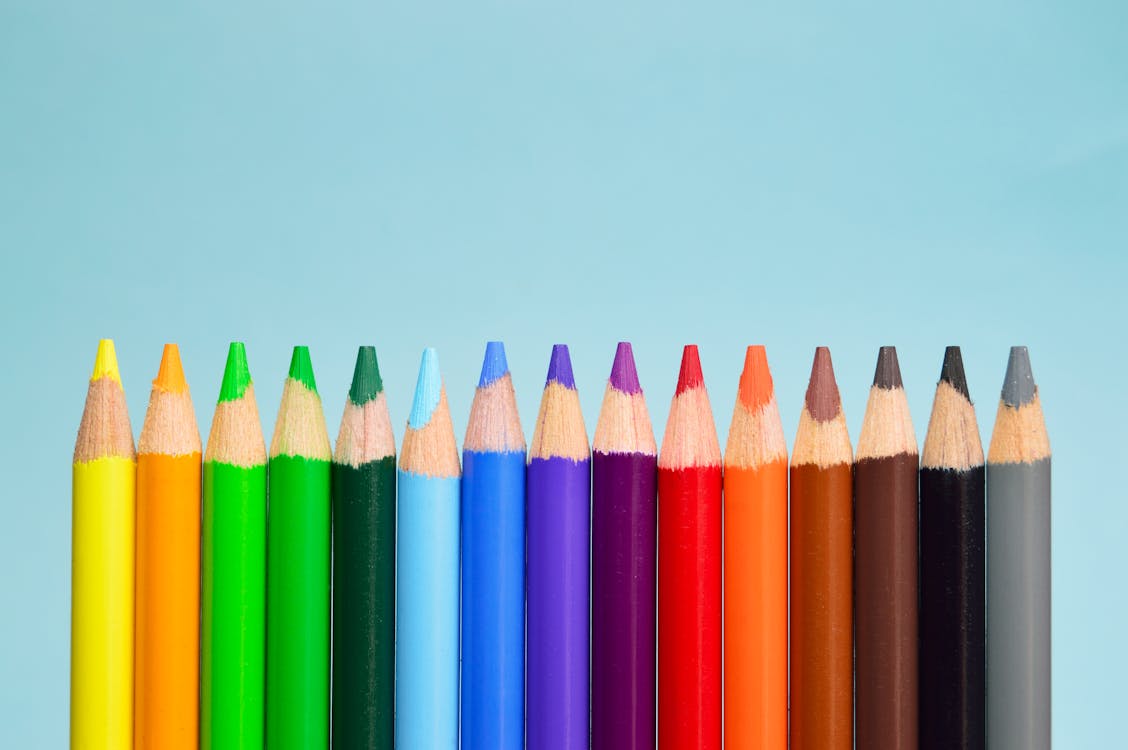 Kostnadsfria Kostnadsfri bild av färgade pennor, färger, färgrik Stock foto