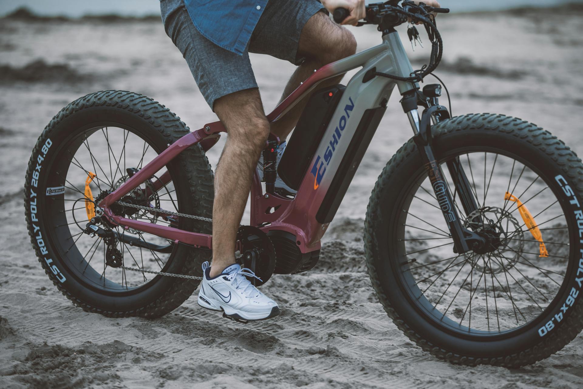 A Man Riding a Fat Tire Electric Bike