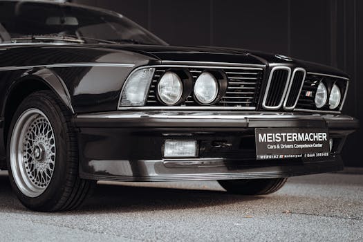 Classic black BMW with vintage design captured in Salzburg. Ideal for luxury car enthusiasts.