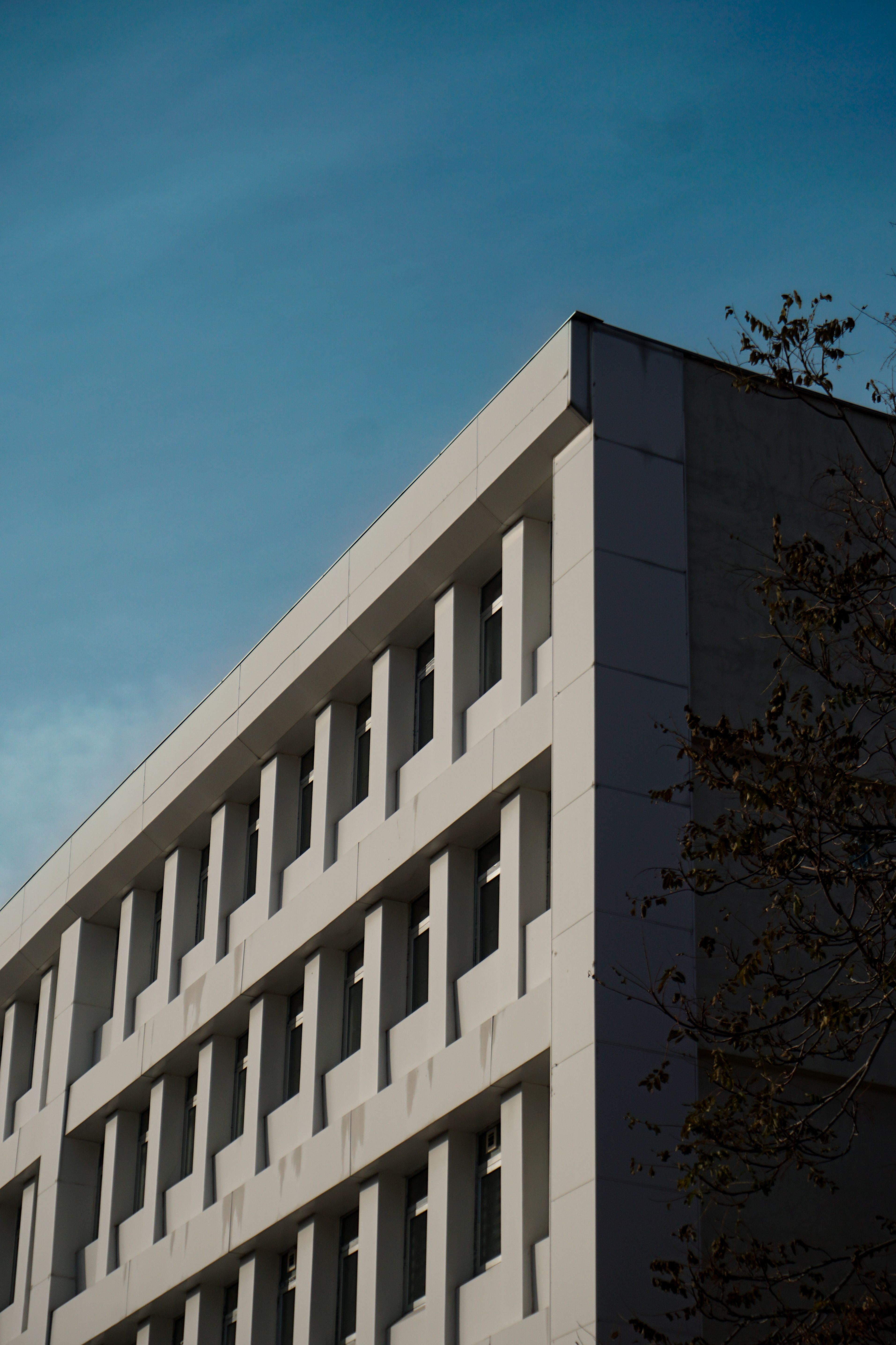 Corner of a brutalist building, unknown location