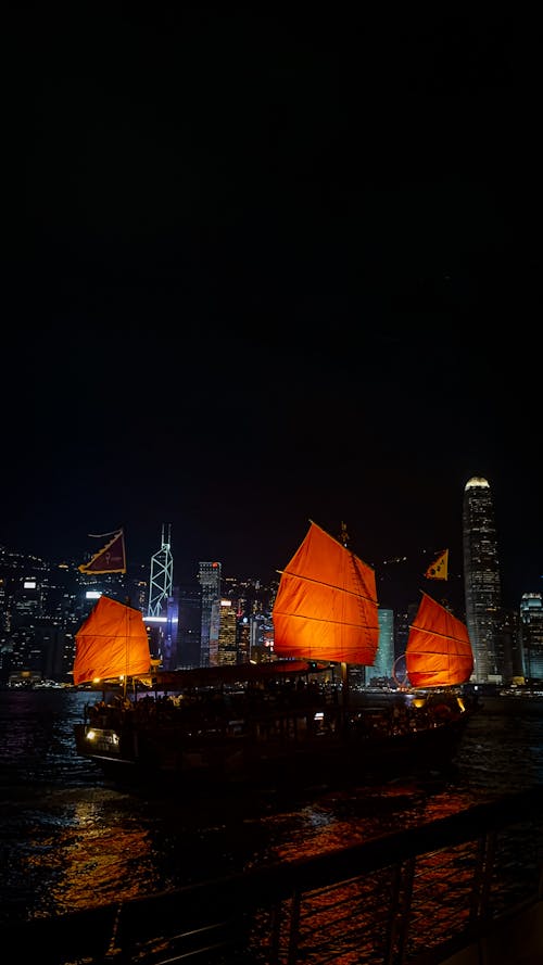 Imagine de stoc gratuită din barcă, Hong kong, noaptea