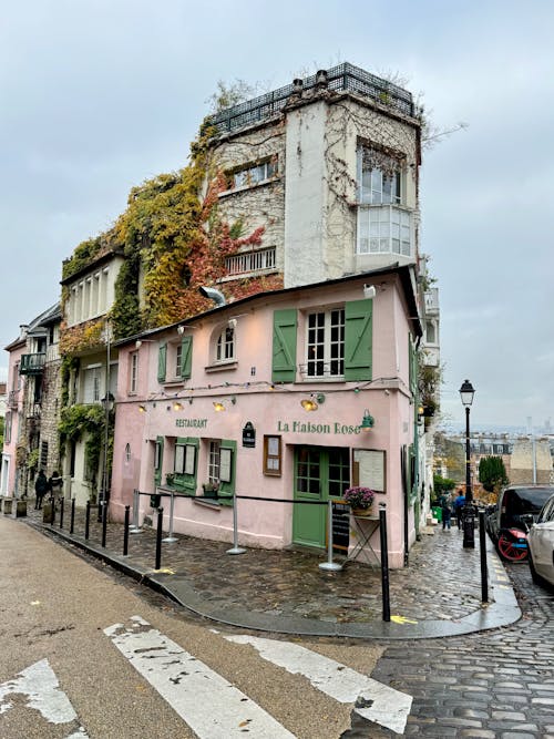 Building Covered with Ivy by the Street