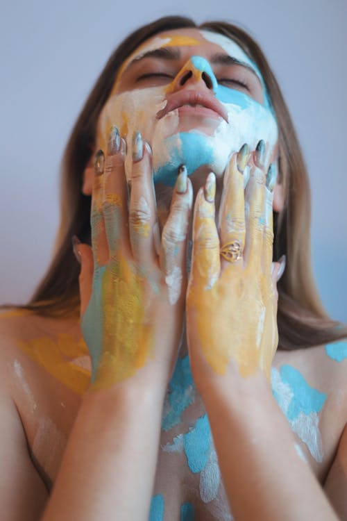 Woman Covered with Blue Paint 