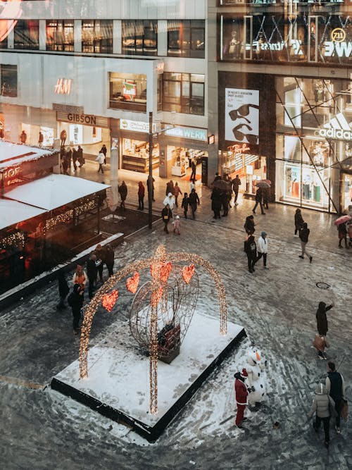 People on Christmas Fair, Decoration on Street