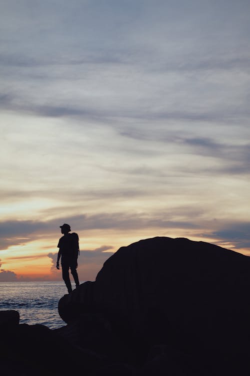 Silhouette of a Man on a Beach 