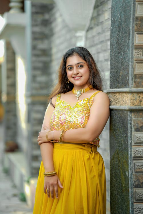 A Woman Posing in a Dress 