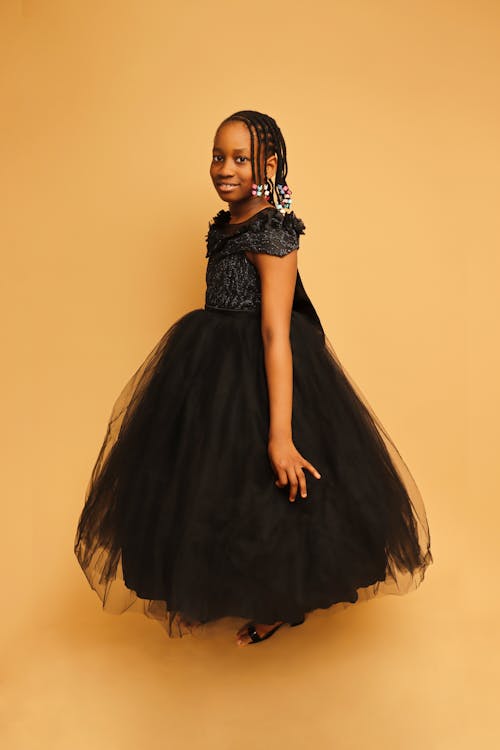 Child Model in Elegant Black Dress
