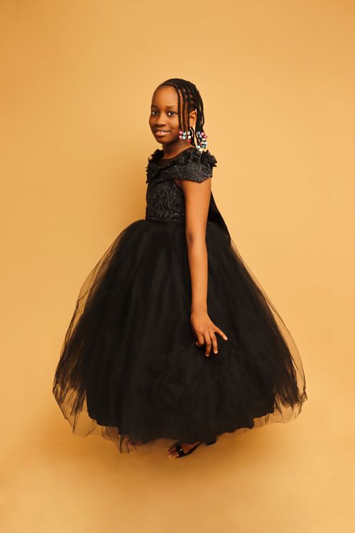 Child Model in Elegant Black Dress · Free Stock Photo