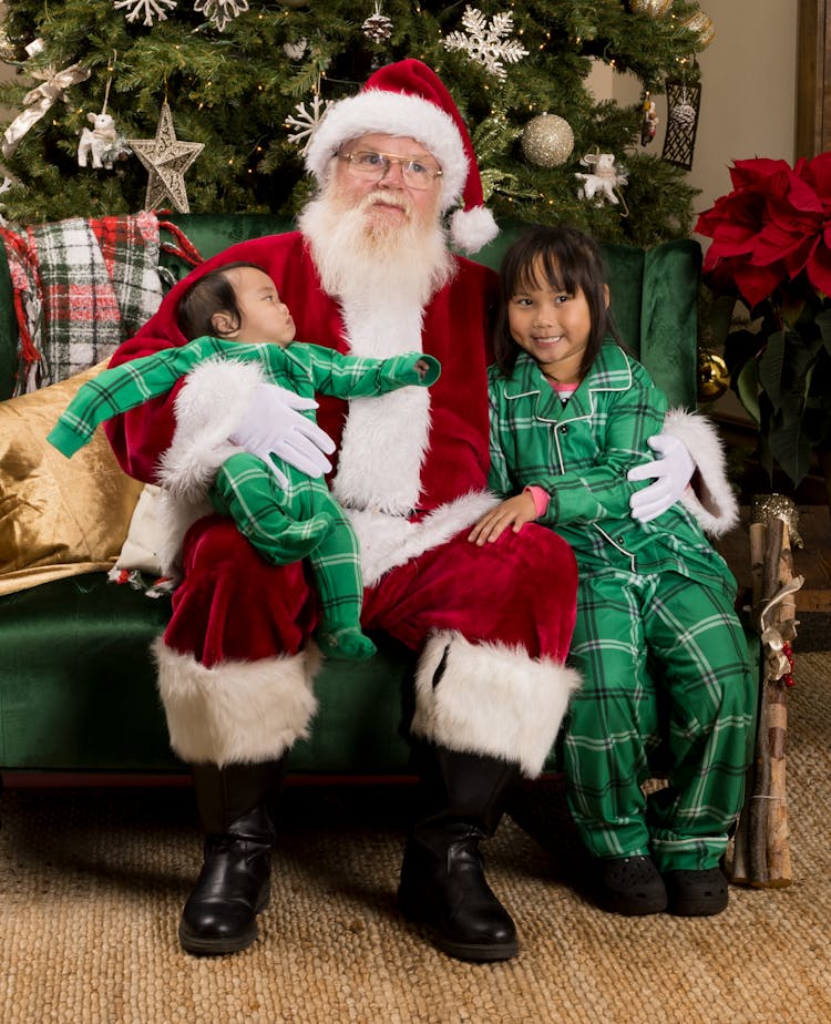 Girl And Boy With Santa