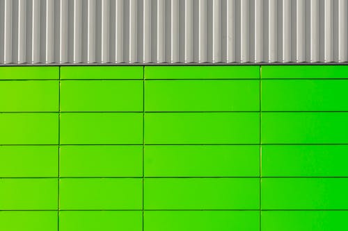 Abstract Image of a Green and Corrugated Wall