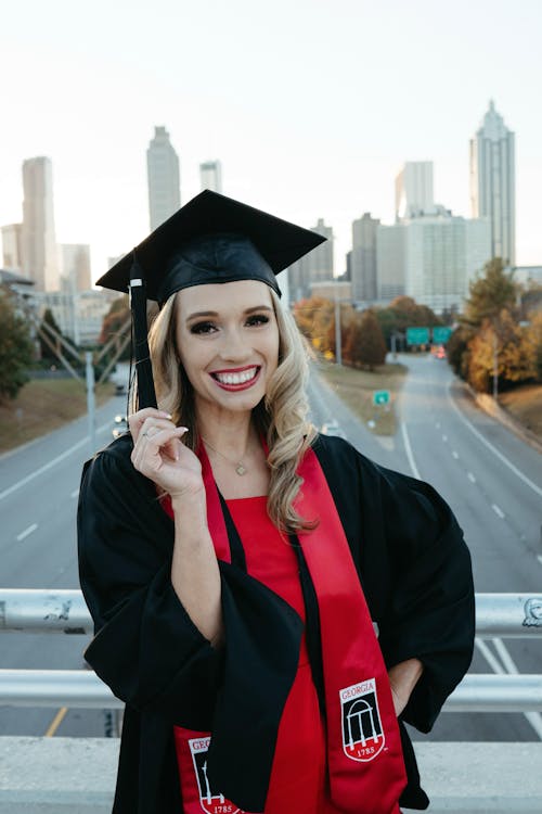 Young Woman in a Graduation Gown 