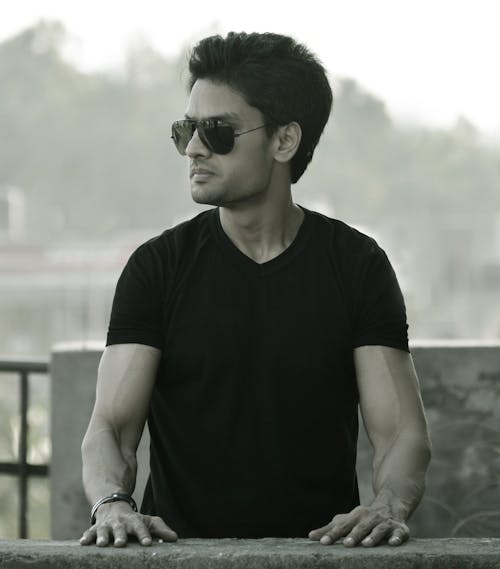Free stock photo of black t shirt, indian, man