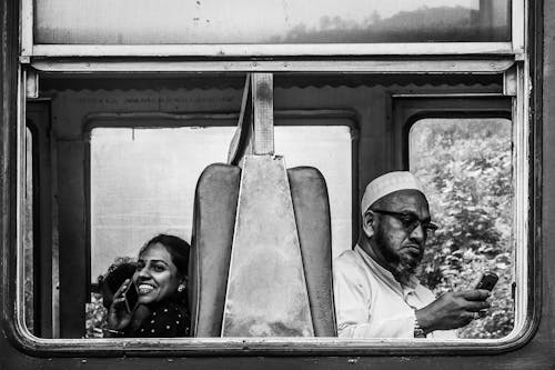 Free Indian People in Train in Black and White  Stock Photo