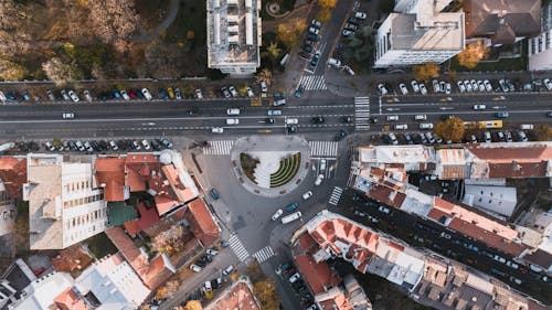 Aerial View of a Street in a City 