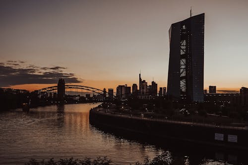 Skyline of Frankfurt am Main in the Evening, Germany