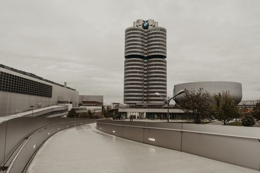 Explore the iconic modern architecture of the BMW headquarters in Munich, Germany.