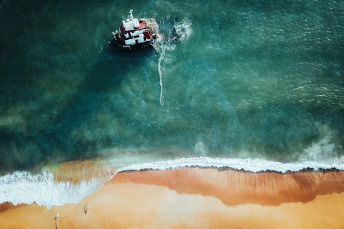 Aerial View of a Shipwreck near the Shore