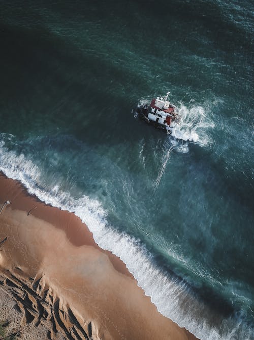 Sunken Fishing Boat on Coast