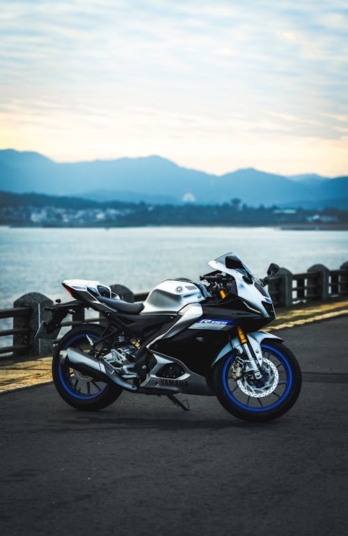 Modern Bike by Lake at Dawn