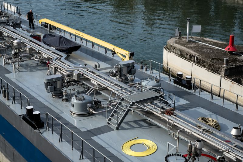 Technical detail of a docked commercial vessel