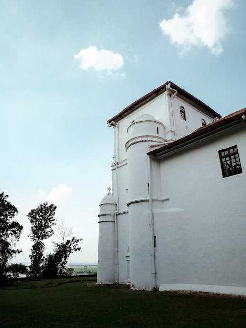 White Wall of Church of Our Lady of the Rosary in Old Goa in India