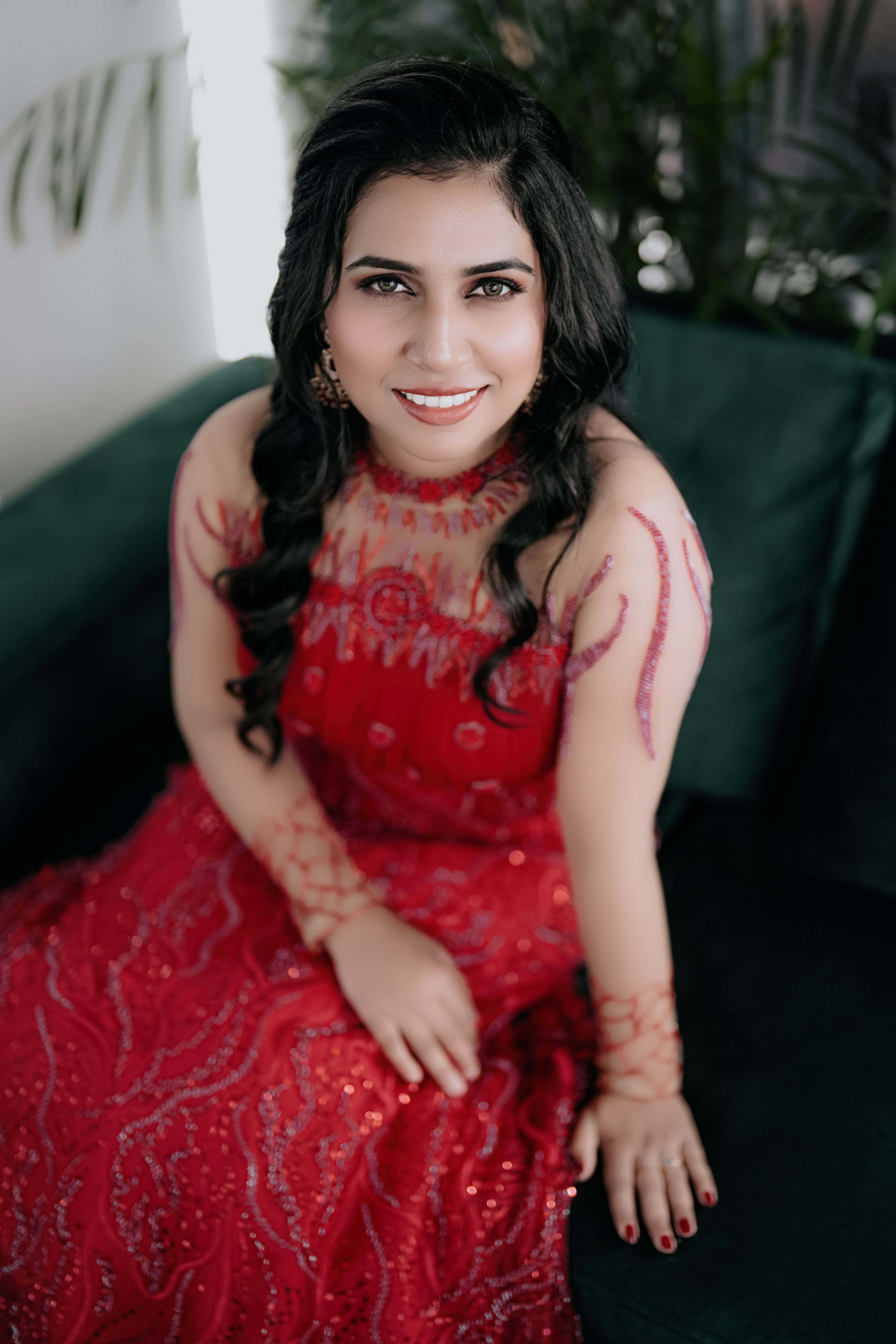 Woman in a Red Dress Sitting Outside · Free Stock Photo