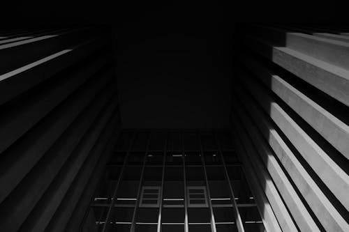 Glass Building in the Dark in Black and White 