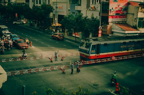 Tram on a Street in Vietnam 