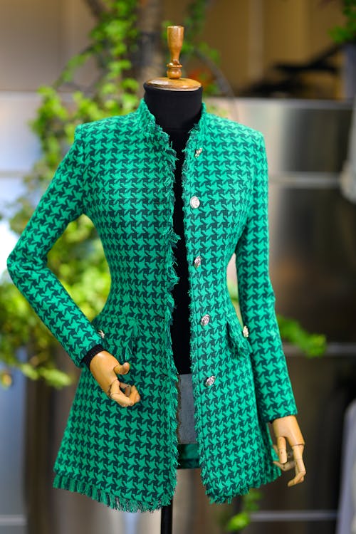 Green Checked Coat on a Mannequin