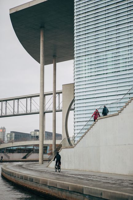 Elegant view of modern architecture near the Spree River in Berlin.