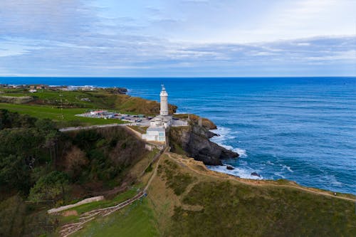 Blue Sea, and a Lighthouse on a Coast