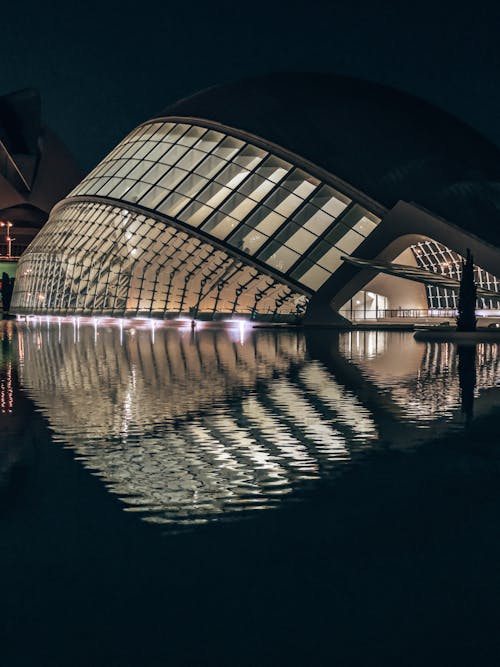 Hemisferic Cinema in Valencia at Night