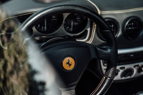 Steering Wheel of a Ferrari