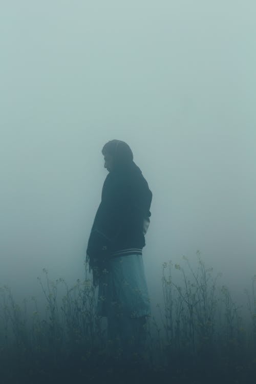 Silhouette of Man Standing in Fog
