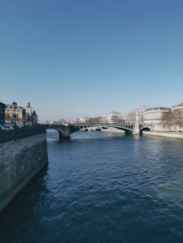 View of the Pont de Sully bridge spanning the Seine River in Paris, captured on a clear day.