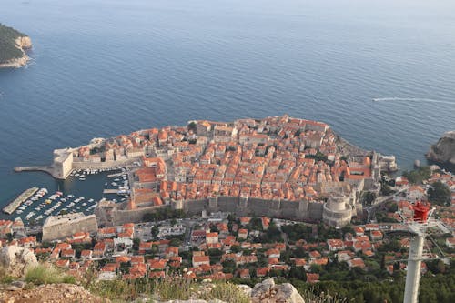Walls around Buildings on Coast in Dubrovnik