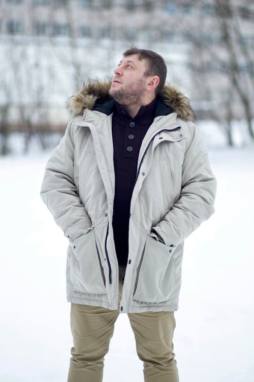 Man Wearing Jacket in Winter