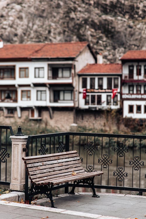 Wooden Bench on a Terrace 