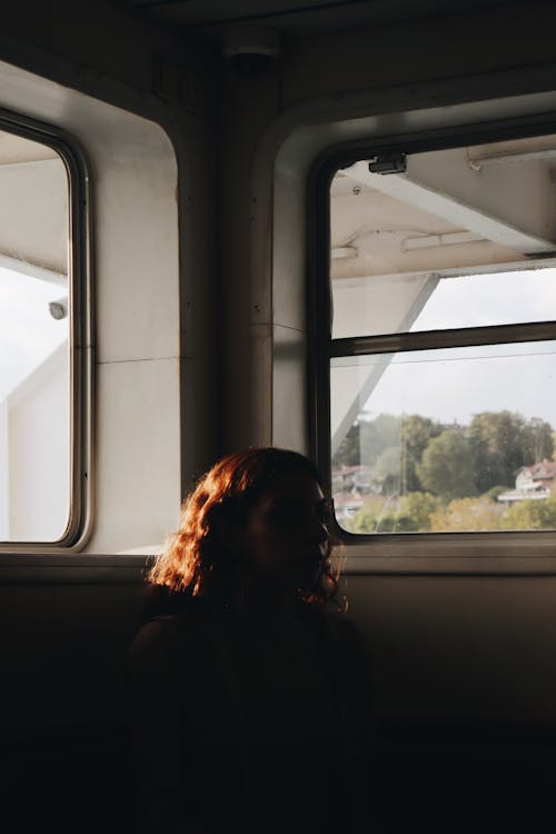Woman Sitting on a Train 