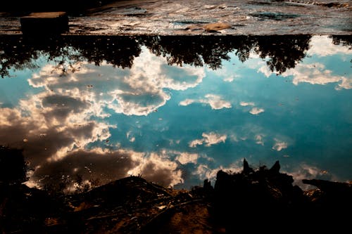 Free stock photo of blue, clouds, reflection