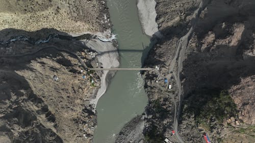 Drone Shot of Bridge over River