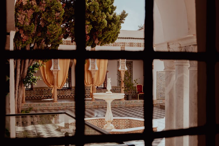 Palace Courtyard Behind Windows