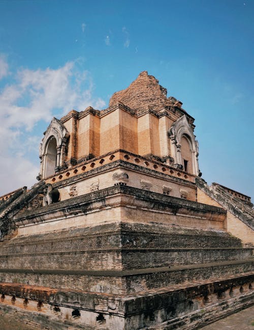 Facade of Wat Chedi Luang in Chiang Mai, Thailand