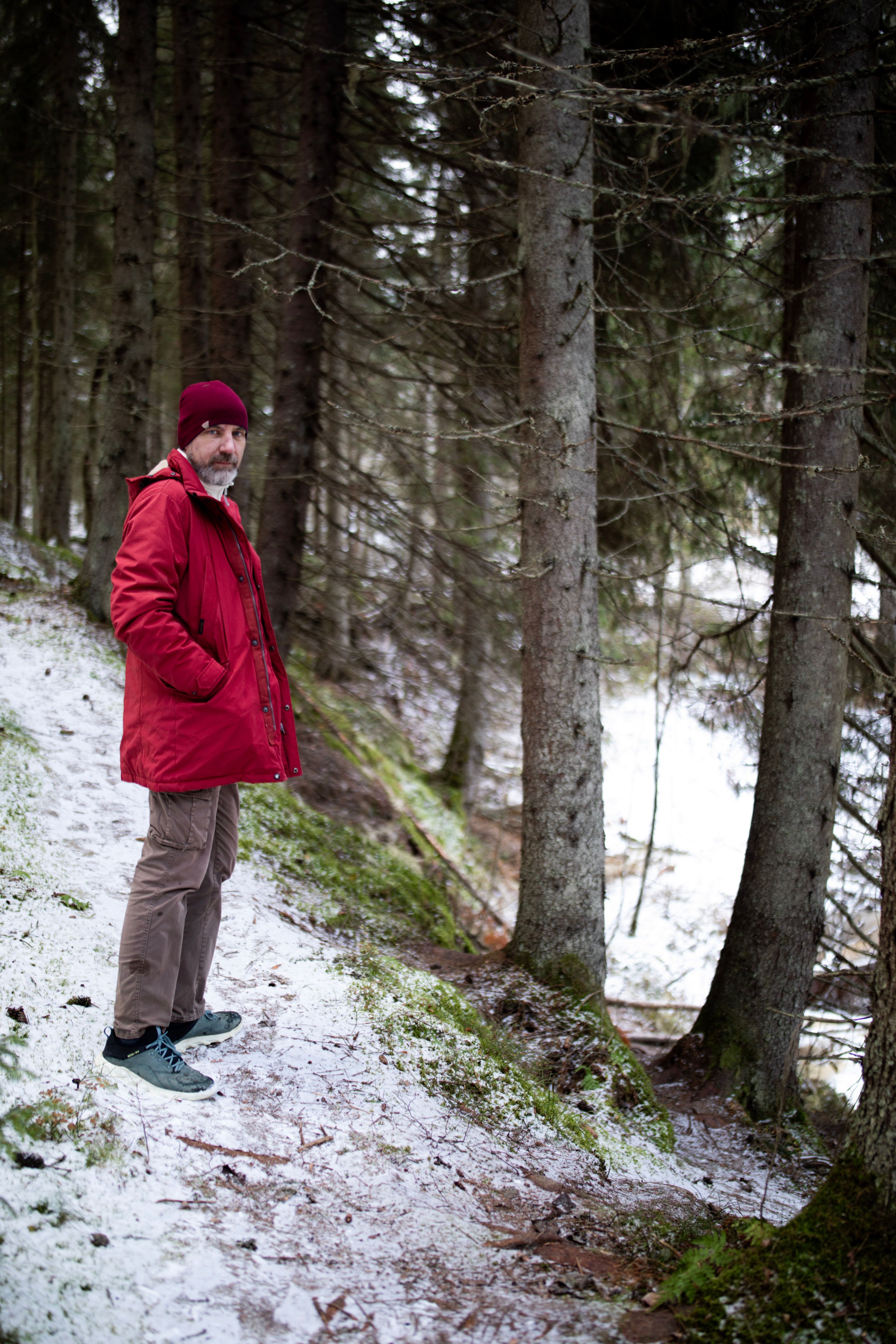 Man Standing in the Forest in Winter · Free Stock Photo