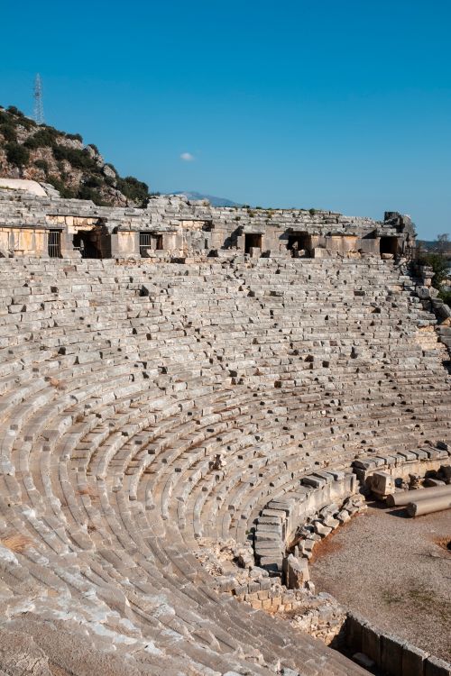 Free Sunlit ancient Roman theater in Demre, Antalya, showcasing historical architecture. Stock Photo