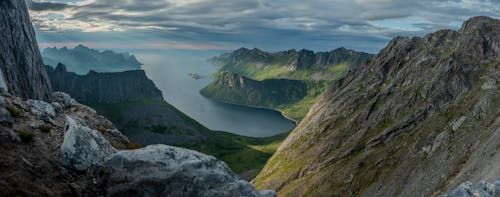 Free View of Mount Keipen and Norwegian Fjords  Stock Photo
