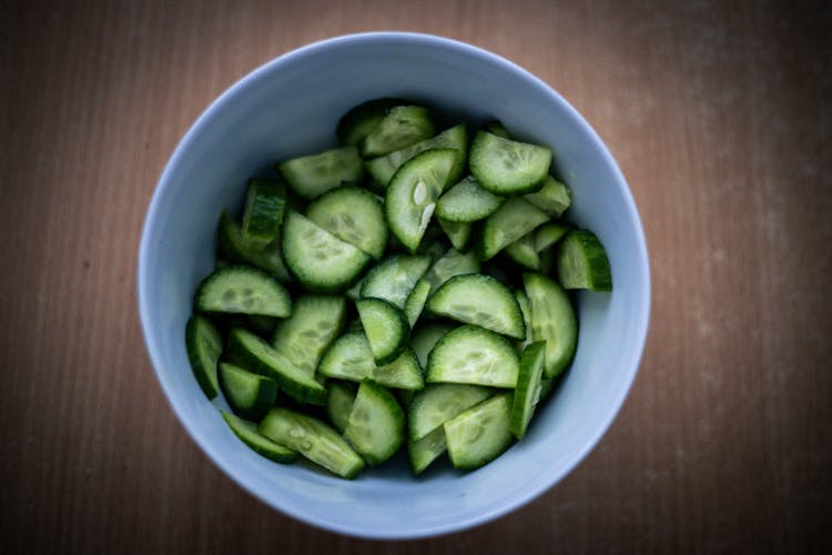 Chopped Cucumber In A Bowl